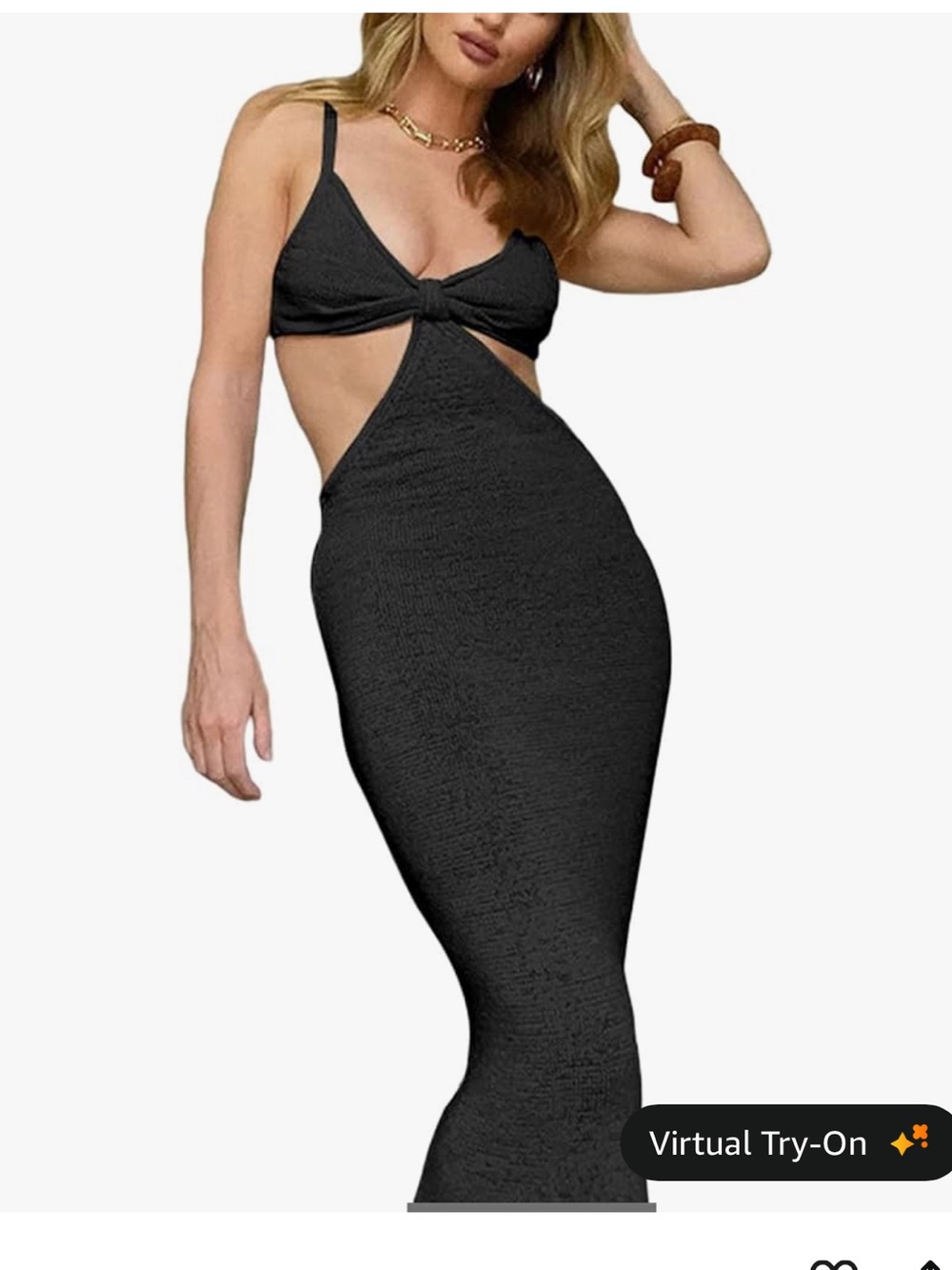 Women's Black Cutout Maxi Dress - Classic Evening Style